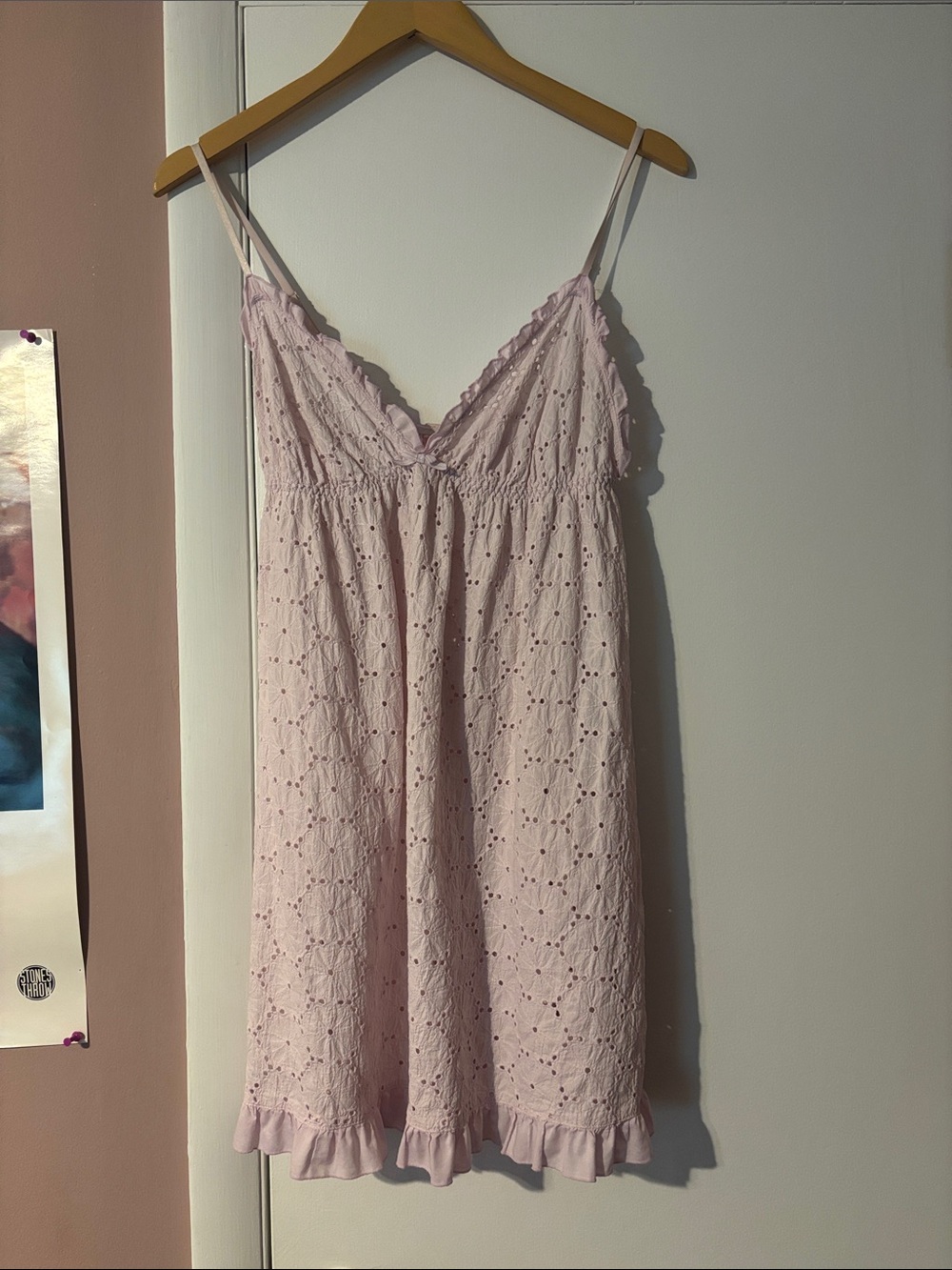 Vintage Y2K Victoria’s Secret Angel Eyelet Babydoll Cotton Mini Dress Slip Lilac - Picture 4 of 17